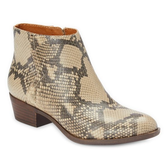 Lucky Brand Beige Snake-Embossed Bhadie Leather Bootie - Picture 2 of 5